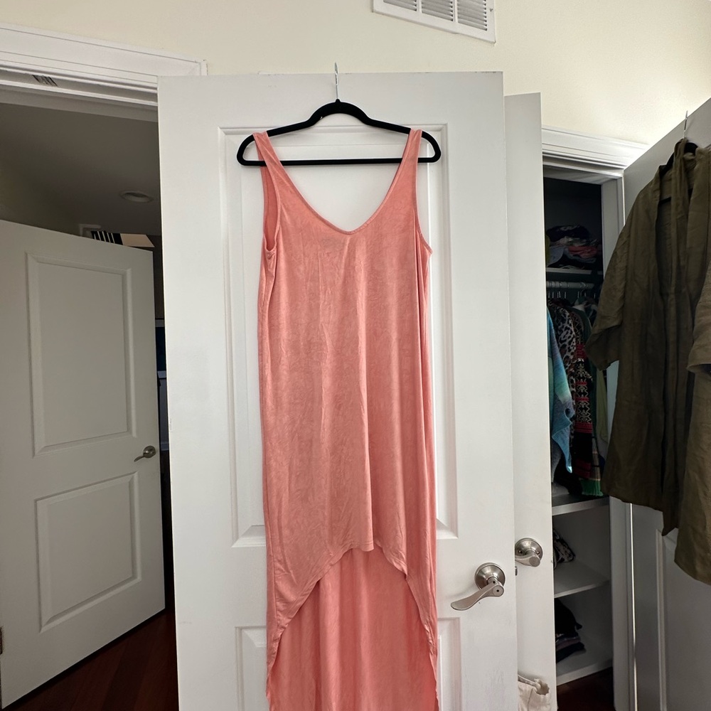 Elegant Coral Sleeveless Dress